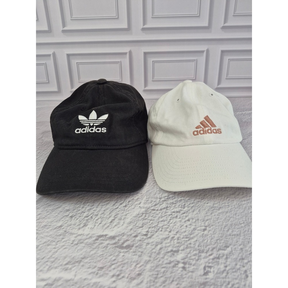 Adidas Mens Baseball Caps 2 Pack Black Trefoil Cream Rose Gold Logo Adjustable
